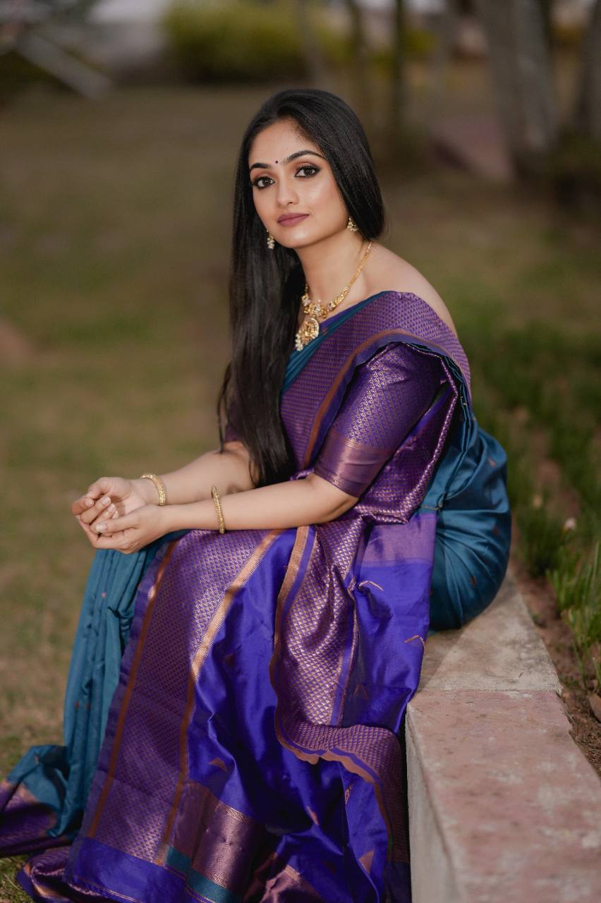 RAMA WITH ROYAL BLUE PURE BANARASI COPPER ZARI WEAVING