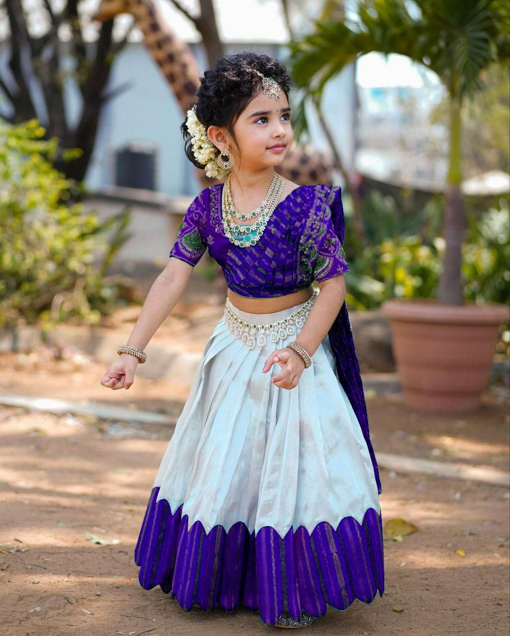 Kids Lehenga for Wedding Wear in Purple Color Chinon With Embroidery