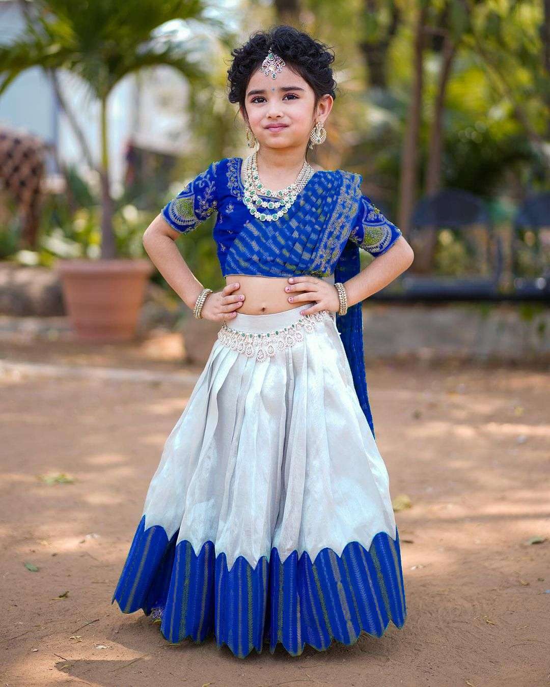 Kids Lehenga for Wedding Wear in Royal Blue Color Chinon With Embroidery