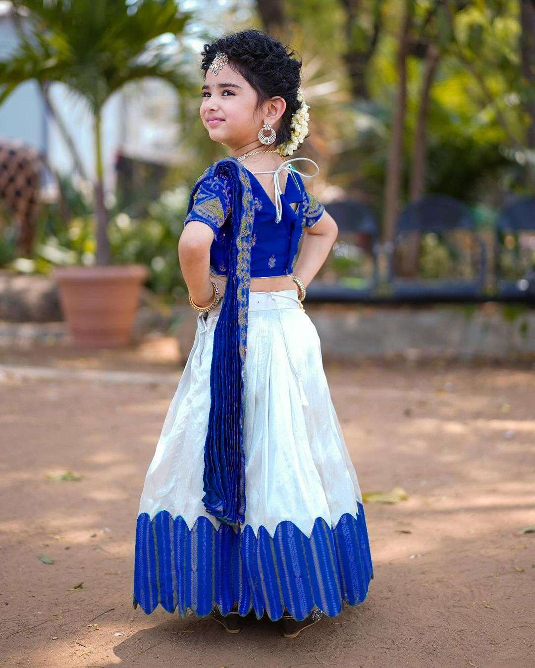 Kids Lehenga for Wedding Wear in Royal Blue Color Chinon With Embroidery