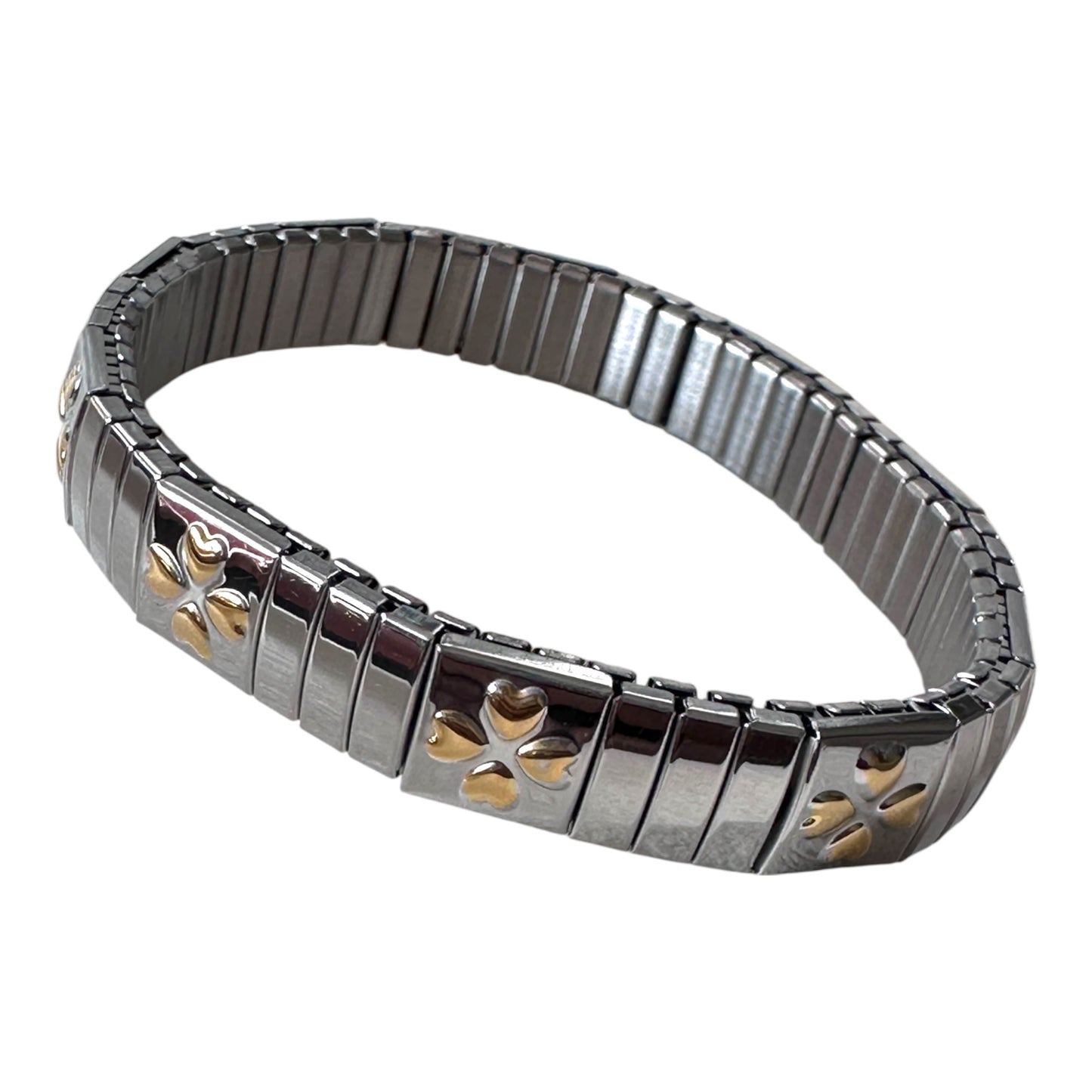 Gold flower and Silver Unisex Adjustable Bracelet