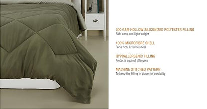 Solimo Microfibre Reversible Comforter, Double (Mossy Green & Pistachio Green, 200 GSM)