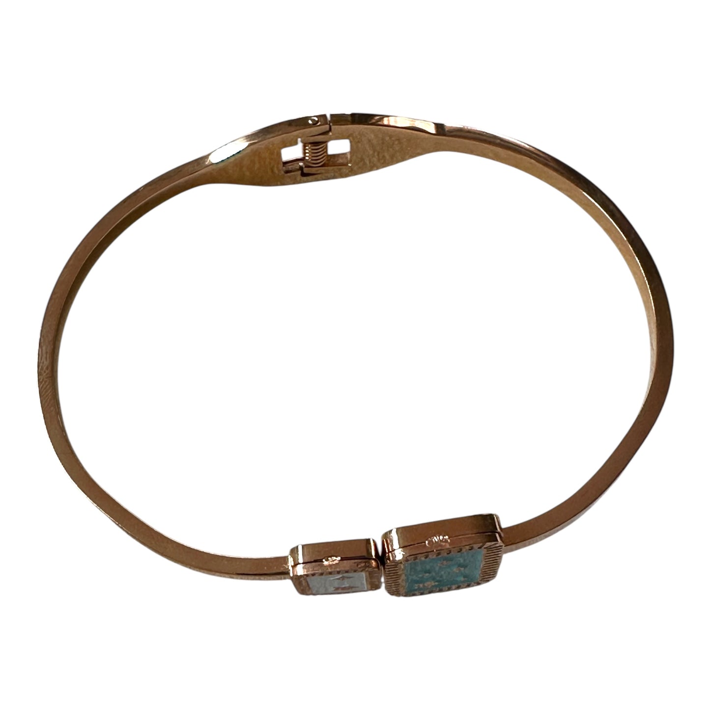 Stainless Steel Rose Gold Bracelet with Blue and White Meenakari