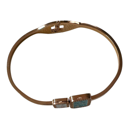 Stainless Steel Rose Gold Bracelet with Blue and White Meenakari