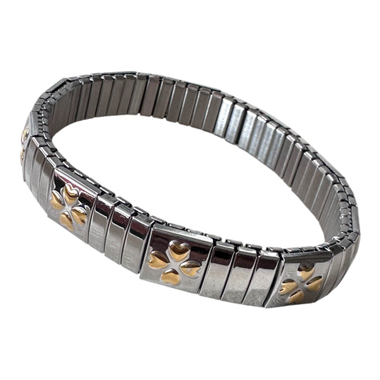 Gold flower and Silver Unisex Adjustable Bracelet