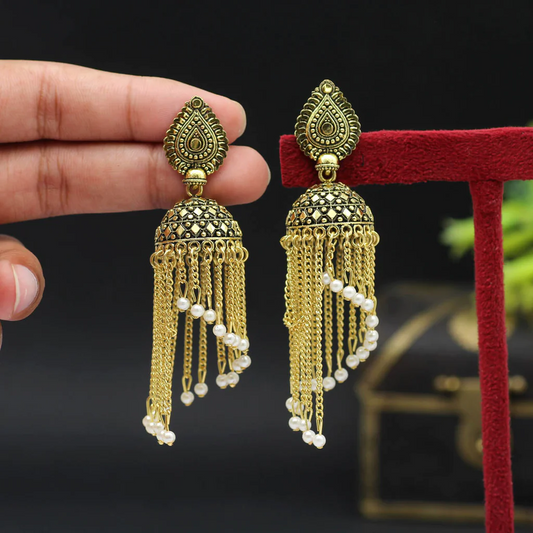 Gold Color Oxidized Earrings