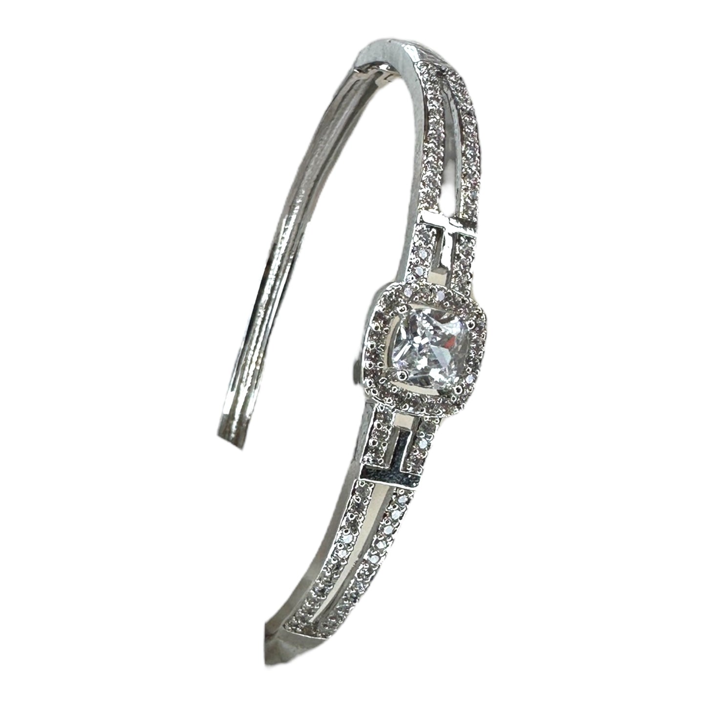 Luxury American Diamond Bracelet - Rhodium Plated