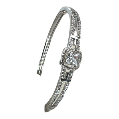 Luxury American Diamond Bracelet - Rhodium Plated