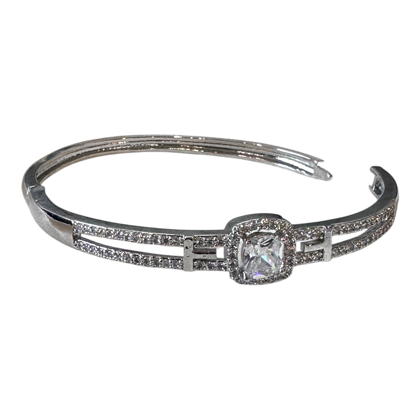 Luxury American Diamond Bracelet - Rhodium Plated