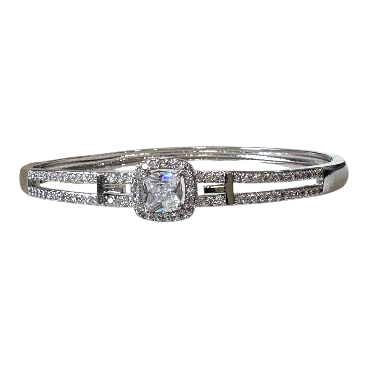 Luxury American Diamond Bracelet - Rhodium Plated