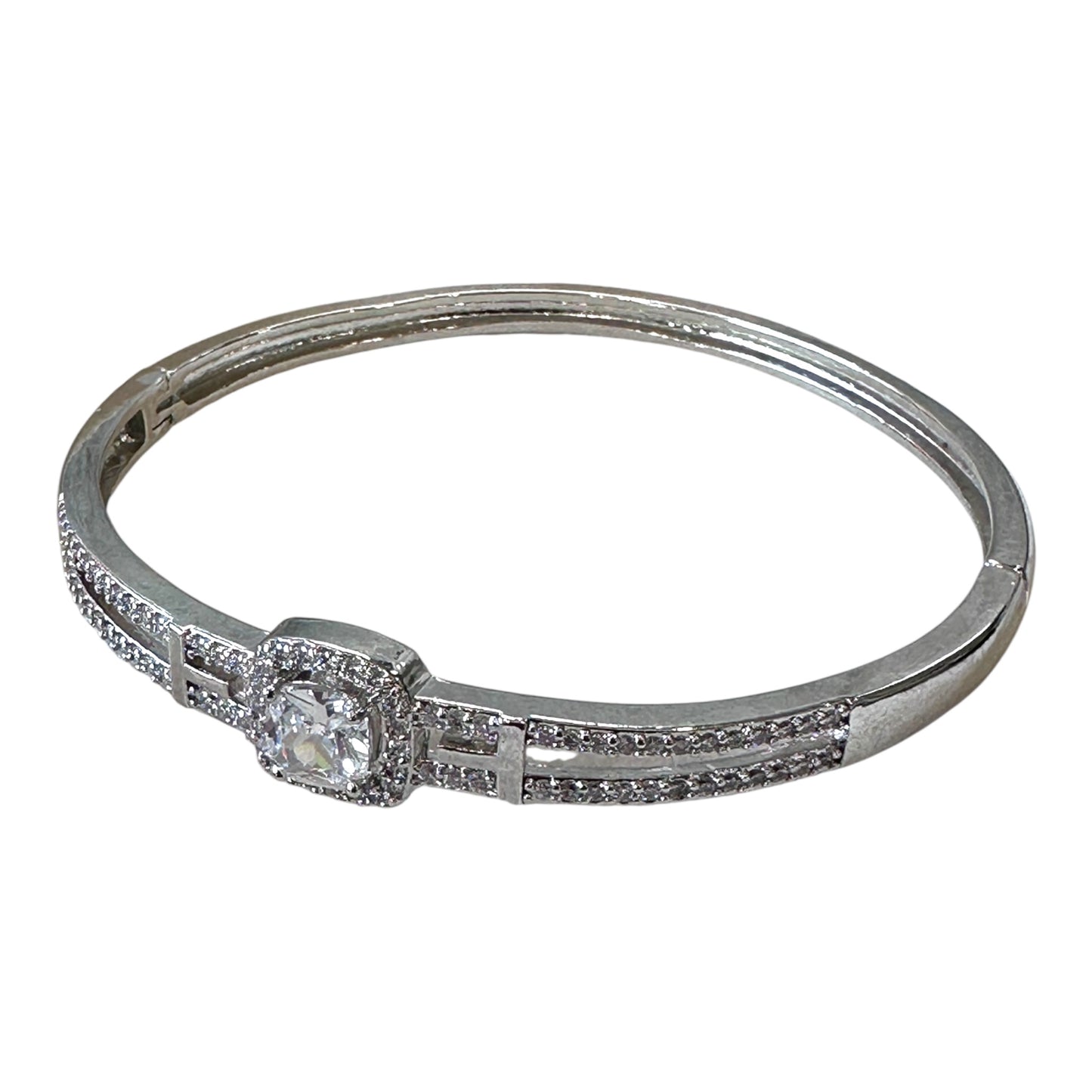 Luxury American Diamond Bracelet - Rhodium Plated