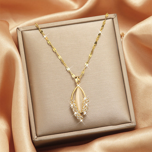 Leaf Gold-Plated Zircon Necklace