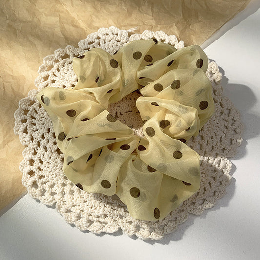 large dot print scrunchie, handmade