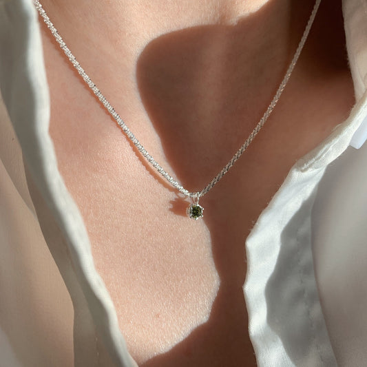 Silver Zircon Pendant Necklace