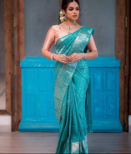 Beautiful Soft Lichi Silk Saree Rich Pallu & Jacquard Work Wedding Wear Saree Stunning Look Saree Exclusive Saree bollywood saree