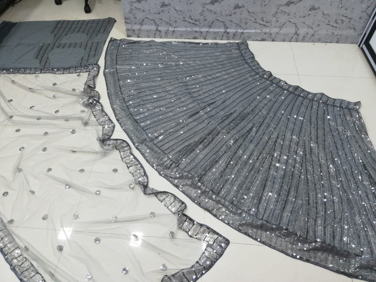 Indian Exclusive Grey Lehenga Choli,Wedding, Function Wear Soft Georgette Fabric With Gold Embroidered, Designer Traditional For Women
