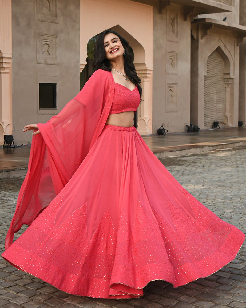 Beautiful Simple Sauber Georgette Wedding Wear Lehenga Choli