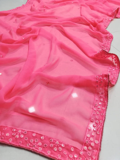 Beautiful Simple Sauber Georgette Wedding Wear Lehenga Choli