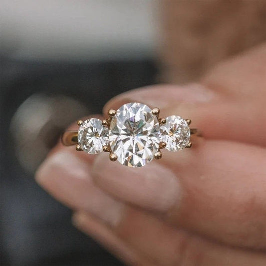 Oval cut three stone moissanite ring, diamond wedding/anniversary/engagement/promise ring