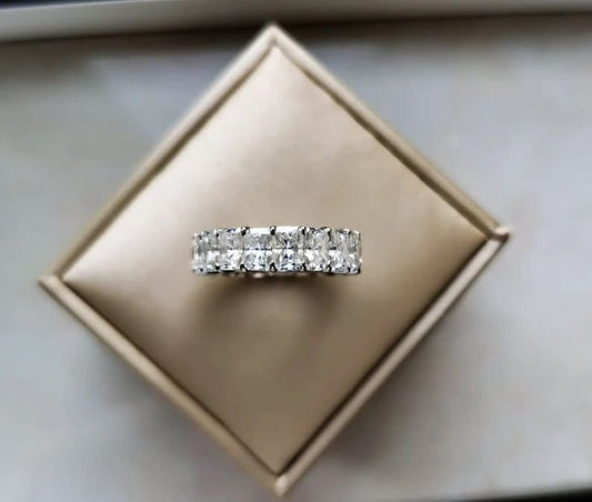 9.0CTW 0.5ct each Moissanite, Radiant Cut Diamond Full Eternity Band 925silver/10k/14K/18k White Gold | Promise Ring, Engagement Ring