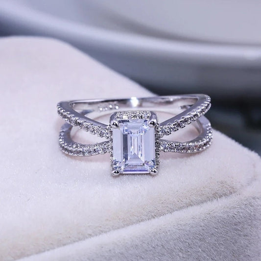 Solid White Gold Ring - 2.30TCW Radiant Cut Moissanite Diamond Ring Engagement Ring, Wedding Rings