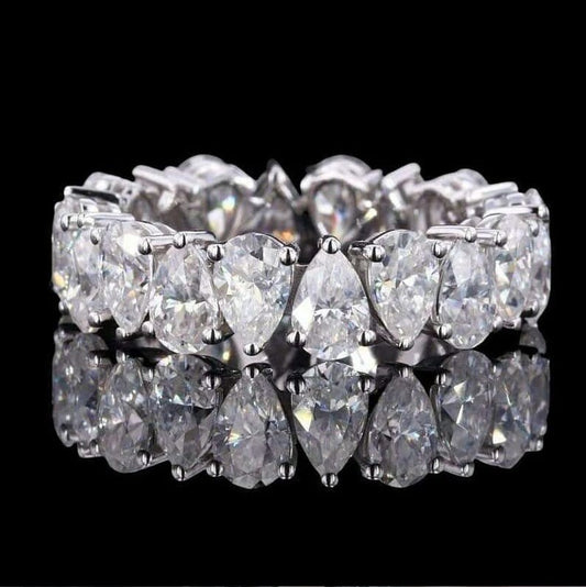 5X3 MM Pear Cut Moissanite Wedding Band Pear Cut Simulated Diamond Engagement Ring Eternity Band