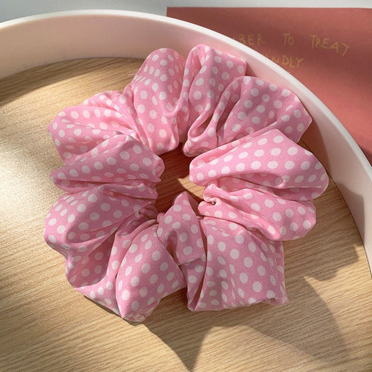 Large scrunchie hair tie, super soft dotted print material